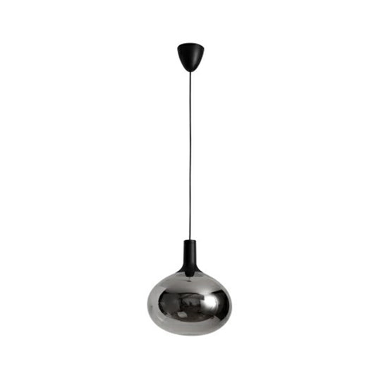 Elliptical Glass Suspended Lighting Fixture Modern Single Black Hanging Lamp for Restaurant Smoke Gray Clearhalo 'Ceiling Lights' 'Modern Pendants' 'Modern' 'Pendant Lights' 'Pendants' Lighting' 2353878