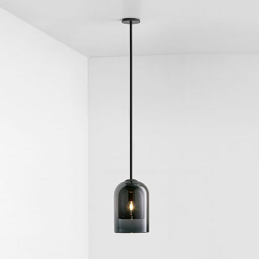 Nordic 1-Light Suspension Light Black Dual Dome Ceiling Pendant Lamp with Glass Shade Smoke Gray Clearhalo 'Ceiling Lights' 'Modern Pendants' 'Modern' 'Pendant Lights' 'Pendants' Lighting' 2353893