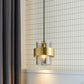 Cylinder Bedroom Down Lighting Smoke Grey Glass Single Postmodern Pendant Light in Brass Clearhalo 'Ceiling Lights' 'Modern Pendants' 'Modern' 'Pendant Lights' 'Pendants' Lighting' 2353901