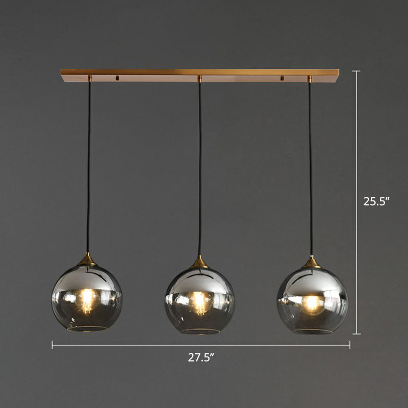Postmodern Spherical Multi Ceiling Lamp Glass 3-Light Dining Room Suspension Pendant Light Silver Linear Clearhalo 'Ceiling Lights' 'Modern Pendants' 'Modern' 'Pendant Lights' 'Pendants' Lighting' 2353923
