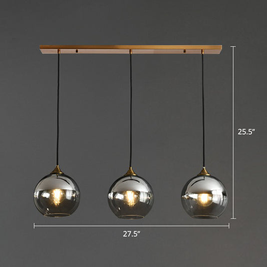 Postmodern Spherical Multi Ceiling Lamp Glass 3-Light Dining Room Suspension Pendant Light Silver Linear Clearhalo 'Ceiling Lights' 'Modern Pendants' 'Modern' 'Pendant Lights' 'Pendants' Lighting' 2353923