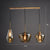 Postmodern 3 Bulbs Cluster Pendant Brass Geometric Ceiling Suspension Light with Glass Shade Amber Linear Clearhalo 'Ceiling Lights' 'Modern Pendants' 'Modern' 'Pendant Lights' 'Pendants' Lighting' 2353935