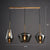 Postmodern 3 Bulbs Cluster Pendant Brass Geometric Ceiling Suspension Light with Glass Shade Smoke Gray Linear Clearhalo 'Ceiling Lights' 'Modern Pendants' 'Modern' 'Pendant Lights' 'Pendants' Lighting' 2353937