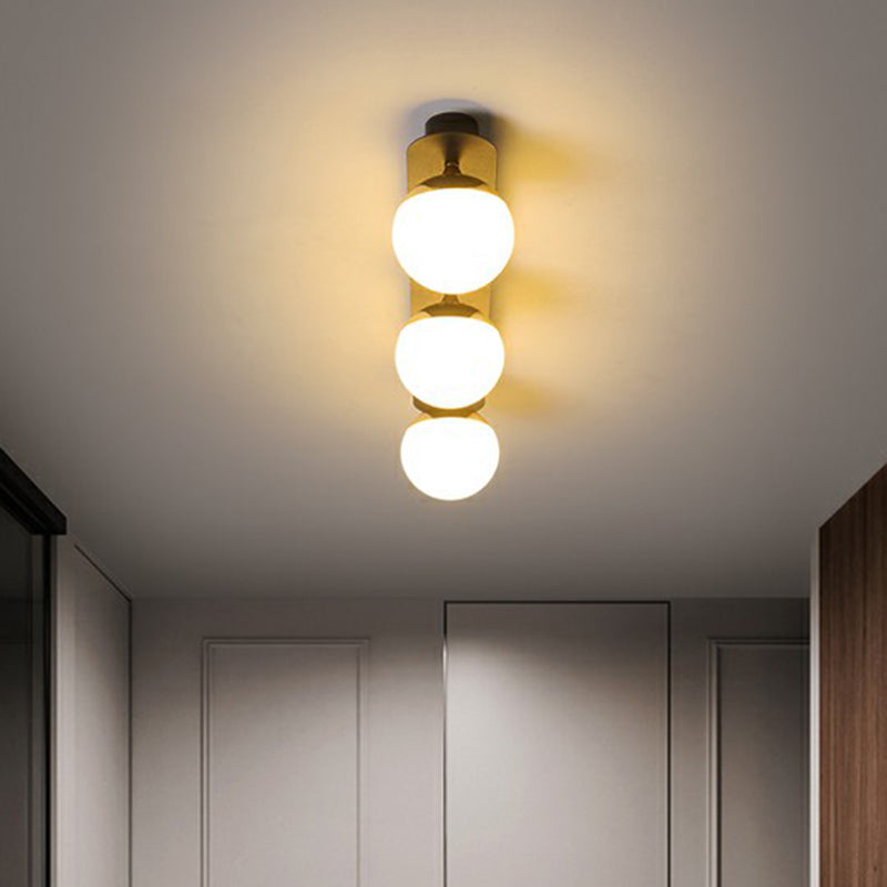 Sphere Cream Glass Flushmount Light Simplicity 1 Bulb Black Ceiling Mount Light Fixture for Aisle Clearhalo 'Ceiling Lights' 'Close To Ceiling Lights' 'Close to ceiling' Lighting' 2353955