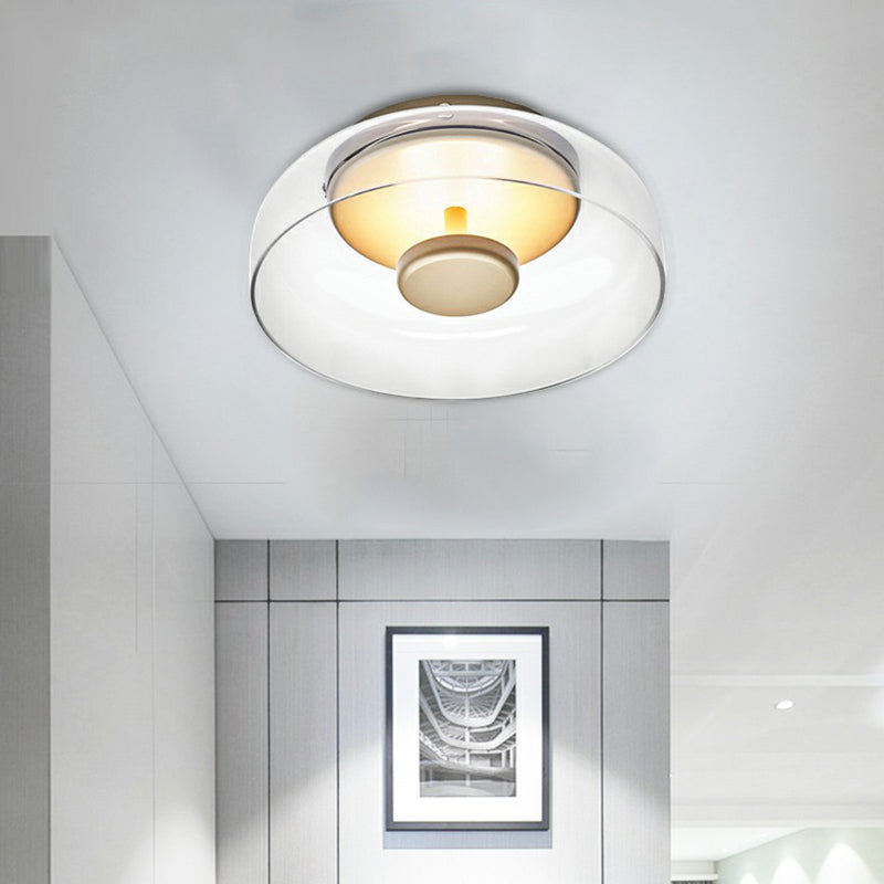 Bowl LED Flushmount Ceiling Lamp Modern Glass Entryway Flush-Mount Light Fixture Clearhalo 'Ceiling Lights' 'Close To Ceiling Lights' 'Close to ceiling' 'Glass shade' 'Glass' 'Pendant Lights' Lighting' 2353973
