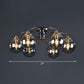 Postmodern Semi Flush Chandelier Black and Brass Ball Ceiling Light with Glass Shade 6 Smoke Gray Clearhalo 'Ceiling Lights' 'Close To Ceiling Lights' 'Close to ceiling' 'Semi-flushmount' Lighting' 2354001