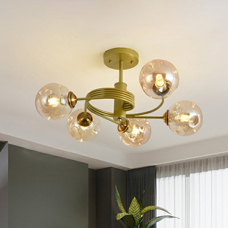 Swirl Ceiling Mount Fixture Nordic Dimple Ball Glass Living Room Semi Flush Mount Lighting Clearhalo 'Ceiling Lights' 'Close To Ceiling Lights' 'Close to ceiling' 'Semi-flushmount' Lighting' 2354006