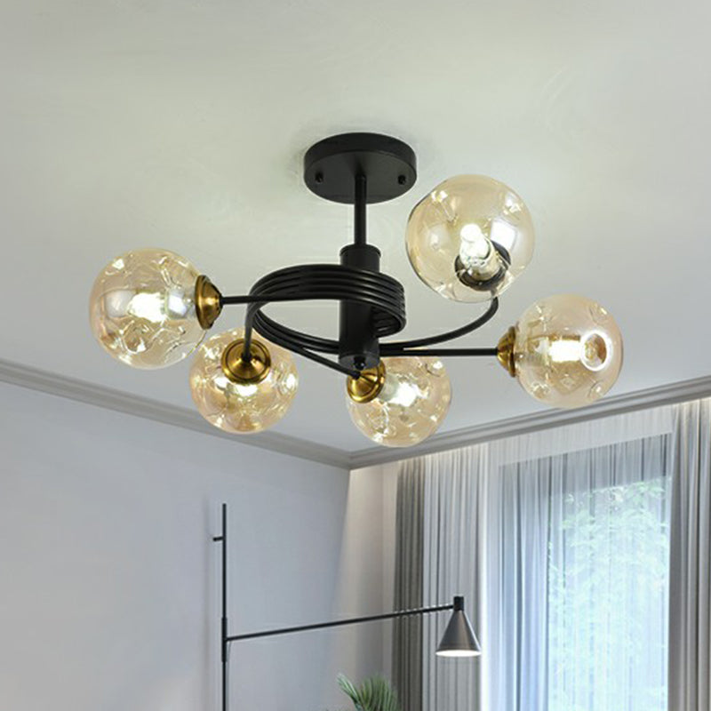 Swirl Ceiling Mount Fixture Nordic Dimple Ball Glass Living Room Semi Flush Mount Lighting Clearhalo 'Ceiling Lights' 'Close To Ceiling Lights' 'Close to ceiling' 'Semi-flushmount' Lighting' 2354009