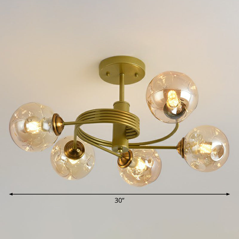 Swirl Ceiling Mount Fixture Nordic Dimple Ball Glass Living Room Semi Flush Mount Lighting Clearhalo 'Ceiling Lights' 'Close To Ceiling Lights' 'Close to ceiling' 'Semi-flushmount' Lighting' 2354015