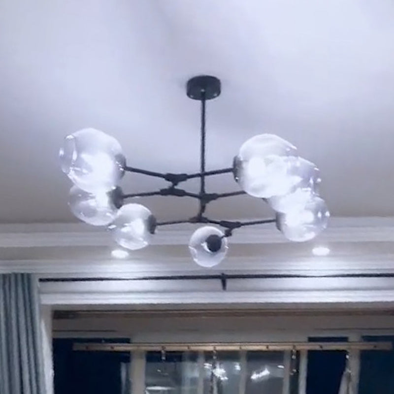 Nordic Molecule Ceiling Pendant Light Dimpled Glass Living Room Chandelier with Pivot Joint Clearhalo 'Ceiling Lights' 'Chandeliers' 'Modern Chandeliers' 'Modern' Lighting' 2354048