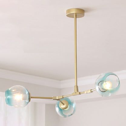 Nordic Molecule Ceiling Pendant Light Dimpled Glass Living Room Chandelier with Pivot Joint 3 Gold Clearhalo 'Ceiling Lights' 'Chandeliers' 'Modern Chandeliers' 'Modern' Lighting' 2354060