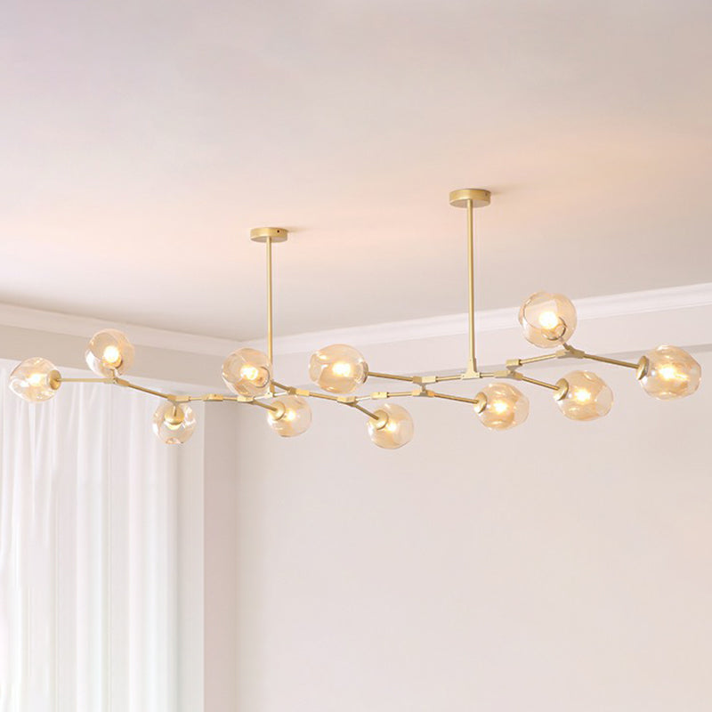 Nordic Molecule Ceiling Pendant Light Dimpled Glass Living Room Chandelier with Pivot Joint 11 Gold Clearhalo 'Ceiling Lights' 'Chandeliers' 'Modern Chandeliers' 'Modern' Lighting' 2354062