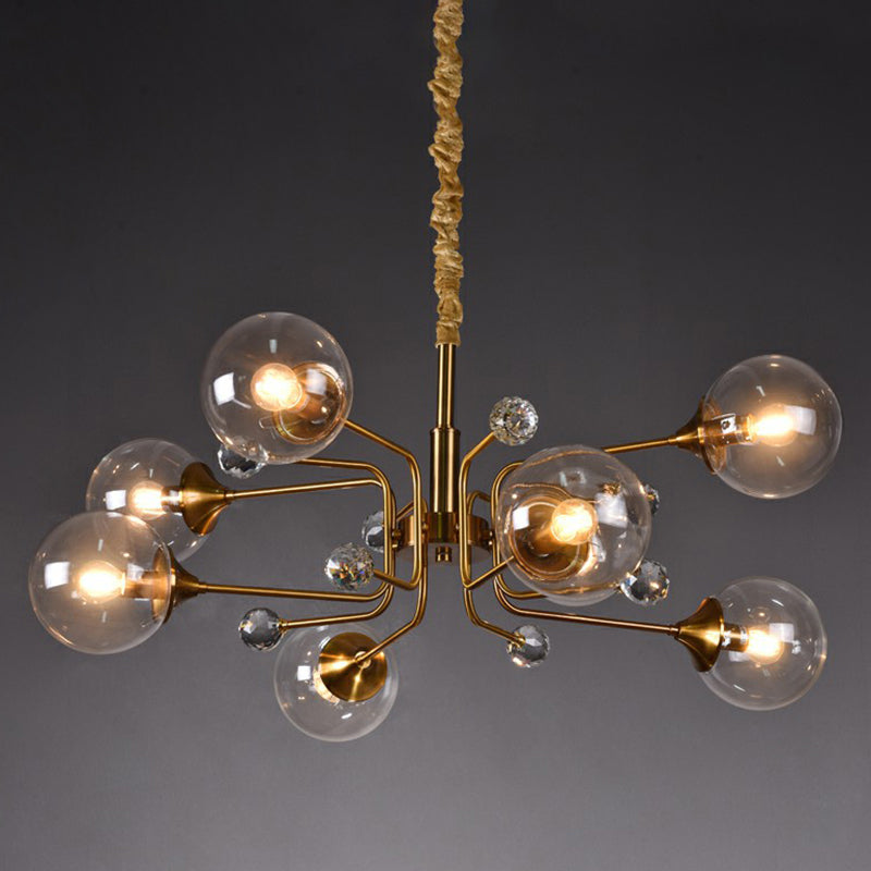 Brass Modo Hanging Chandelier Post-Modern Glass Hanging Ceiling Light for Living Room 8 Clear Clearhalo 'Ceiling Lights' 'Chandeliers' 'Clear' 'Industrial' 'Modern Chandeliers' 'Modern' 'Tiffany' 'Traditional Chandeliers' Lighting' 2354128