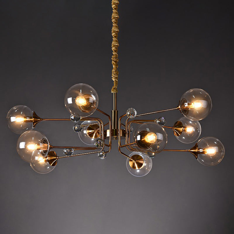 Brass Modo Hanging Chandelier Post-Modern Glass Hanging Ceiling Light for Living Room 10 Clear Clearhalo 'Ceiling Lights' 'Chandeliers' 'Clear' 'Industrial' 'Modern Chandeliers' 'Modern' 'Tiffany' 'Traditional Chandeliers' Lighting' 2354129