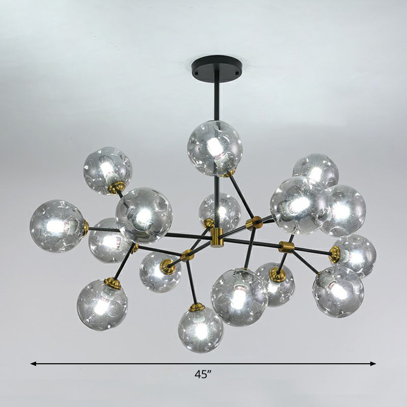 Tree Branch Living Room Pendant Lamp Glass Nordic Style Chandelier Light Fixture in Black 16 Smoke Gray Clearhalo 'Ceiling Lights' 'Chandeliers' 'Clear' 'Industrial' 'Modern Chandeliers' 'Modern' 'Tiffany' 'Traditional Chandeliers' Lighting' 2354133