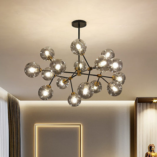 Tree Branch Living Room Pendant Lamp Glass Nordic Style Chandelier Light Fixture in Black Clearhalo 'Ceiling Lights' 'Chandeliers' 'Clear' 'Industrial' 'Modern Chandeliers' 'Modern' 'Tiffany' 'Traditional Chandeliers' Lighting' 2354134