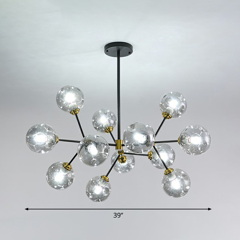 Tree Branch Living Room Pendant Lamp Glass Nordic Style Chandelier Light Fixture in Black 12 Smoke Gray Clearhalo 'Ceiling Lights' 'Chandeliers' 'Clear' 'Industrial' 'Modern Chandeliers' 'Modern' 'Tiffany' 'Traditional Chandeliers' Lighting' 2354135