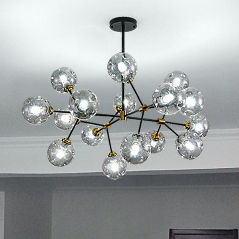 Tree Branch Living Room Pendant Lamp Glass Nordic Style Chandelier Light Fixture in Black Clearhalo 'Ceiling Lights' 'Chandeliers' 'Clear' 'Industrial' 'Modern Chandeliers' 'Modern' 'Tiffany' 'Traditional Chandeliers' Lighting' 2354136