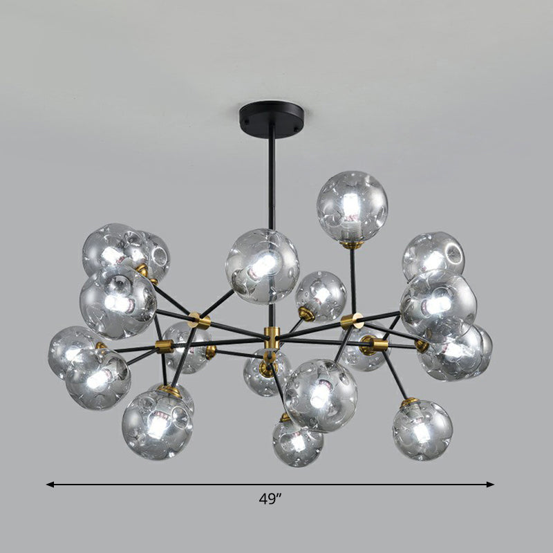 Tree Branch Living Room Pendant Lamp Glass Nordic Style Chandelier Light Fixture in Black 20 Smoke Gray Clearhalo 'Ceiling Lights' 'Chandeliers' 'Clear' 'Industrial' 'Modern Chandeliers' 'Modern' 'Tiffany' 'Traditional Chandeliers' Lighting' 2354137