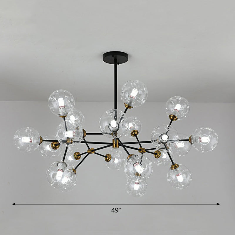 Tree Branch Living Room Pendant Lamp Glass Nordic Style Chandelier Light Fixture in Black 20 Clear Clearhalo 'Ceiling Lights' 'Chandeliers' 'Clear' 'Industrial' 'Modern Chandeliers' 'Modern' 'Tiffany' 'Traditional Chandeliers' Lighting' 2354140
