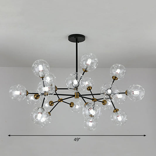 Tree Branch Living Room Pendant Lamp Glass Nordic Style Chandelier Light Fixture in Black 20 Clear Clearhalo 'Ceiling Lights' 'Chandeliers' 'Clear' 'Industrial' 'Modern Chandeliers' 'Modern' 'Tiffany' 'Traditional Chandeliers' Lighting' 2354140