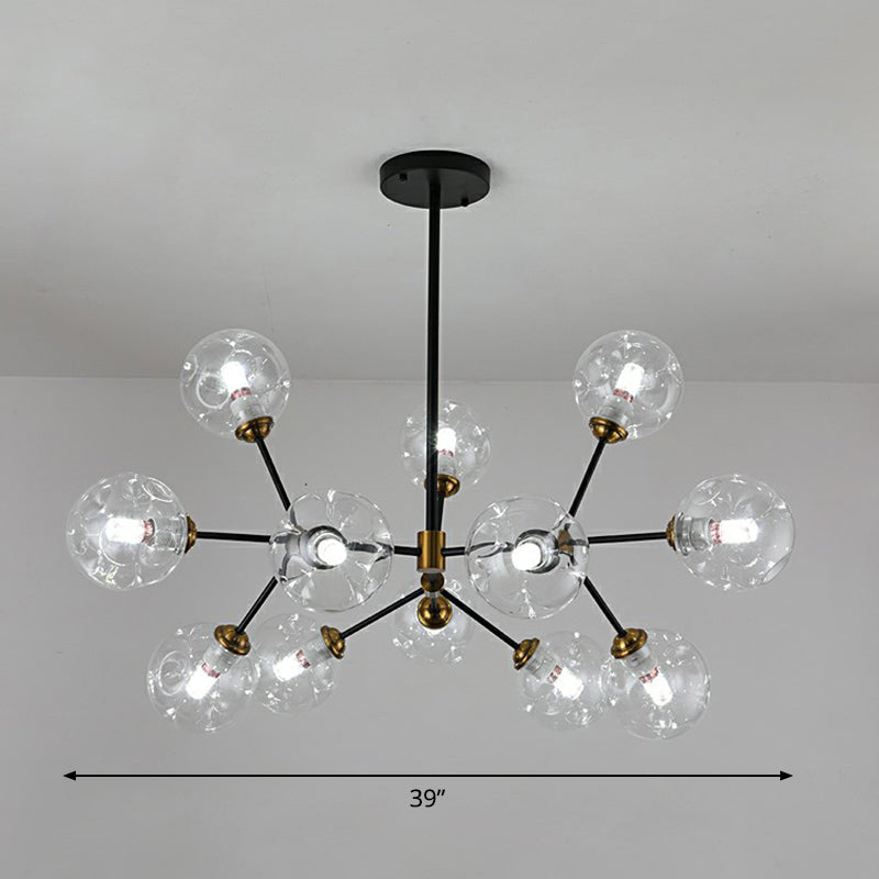 Tree Branch Living Room Pendant Lamp Glass Nordic Style Chandelier Light Fixture in Black 12 Clear Clearhalo 'Ceiling Lights' 'Chandeliers' 'Clear' 'Industrial' 'Modern Chandeliers' 'Modern' 'Tiffany' 'Traditional Chandeliers' Lighting' 2354141