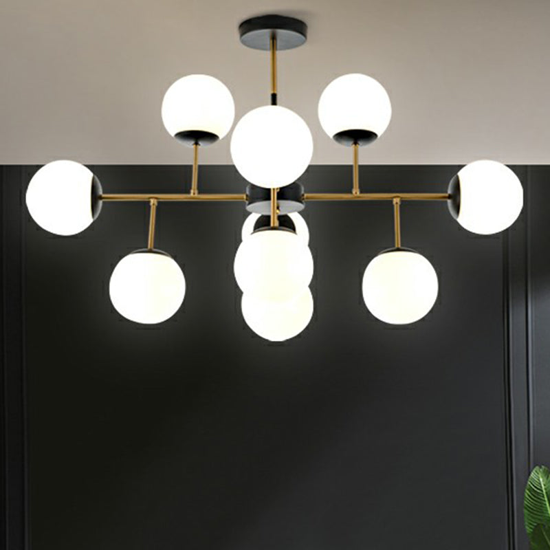 Black-Brass Spherical Chandelier Light Nordic Glass Ceiling Suspension Lamp for Dining Room Clearhalo 'Ceiling Lights' 'Chandeliers' 'Clear' 'Industrial' 'Modern Chandeliers' 'Modern' 'Tiffany' 'Traditional Chandeliers' Lighting' 2354175