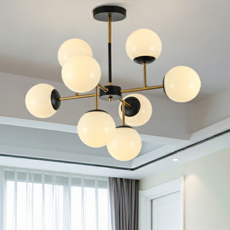Black-Brass Spherical Chandelier Light Nordic Glass Ceiling Suspension Lamp for Dining Room Clearhalo 'Ceiling Lights' 'Chandeliers' 'Clear' 'Industrial' 'Modern Chandeliers' 'Modern' 'Tiffany' 'Traditional Chandeliers' Lighting' 2354182