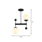 Opaline Glass Spherical Pendant Light Minimalist 2-Head Chandelier Light for Dining Room Clearhalo 'Ceiling Lights' 'Chandeliers' 'Modern Chandeliers' 'Modern' Lighting' 2354212