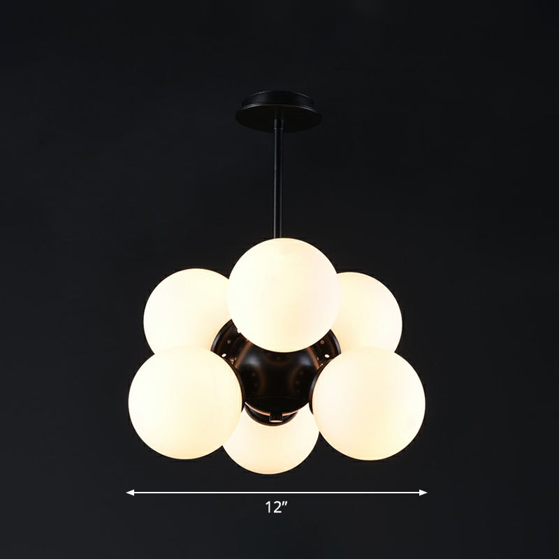 Bubbles Glass Pendant Chandelier Nordic 6 Bulbs Black Hanging Light Fixture for Bedroom White Clearhalo 'Ceiling Lights' 'Chandeliers' 'Clear' 'Industrial' 'Modern Chandeliers' 'Modern' 'Tiffany' 'Traditional Chandeliers' Lighting' 2354220