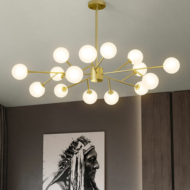 Nordic Style Chandelier Lighting Branch Pendant Light Fixture with Ball Opal Glass Shade Clearhalo 'Ceiling Lights' 'Chandeliers' 'Modern Chandeliers' 'Modern' Lighting' 2354252