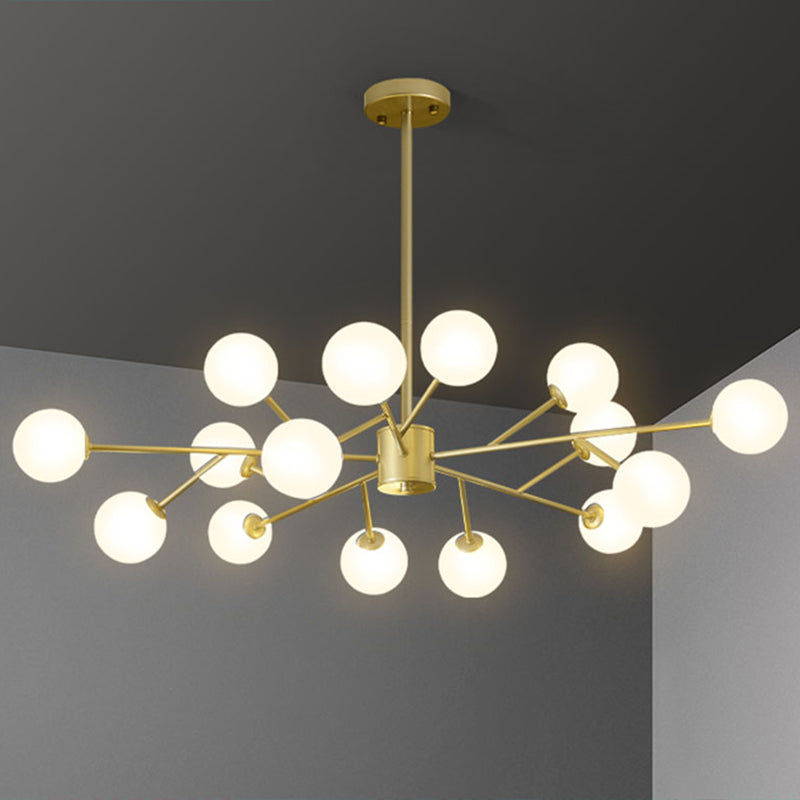 Nordic Style Chandelier Lighting Branch Pendant Light Fixture with Ball Opal Glass Shade Clearhalo 'Ceiling Lights' 'Chandeliers' 'Modern Chandeliers' 'Modern' Lighting' 2354255