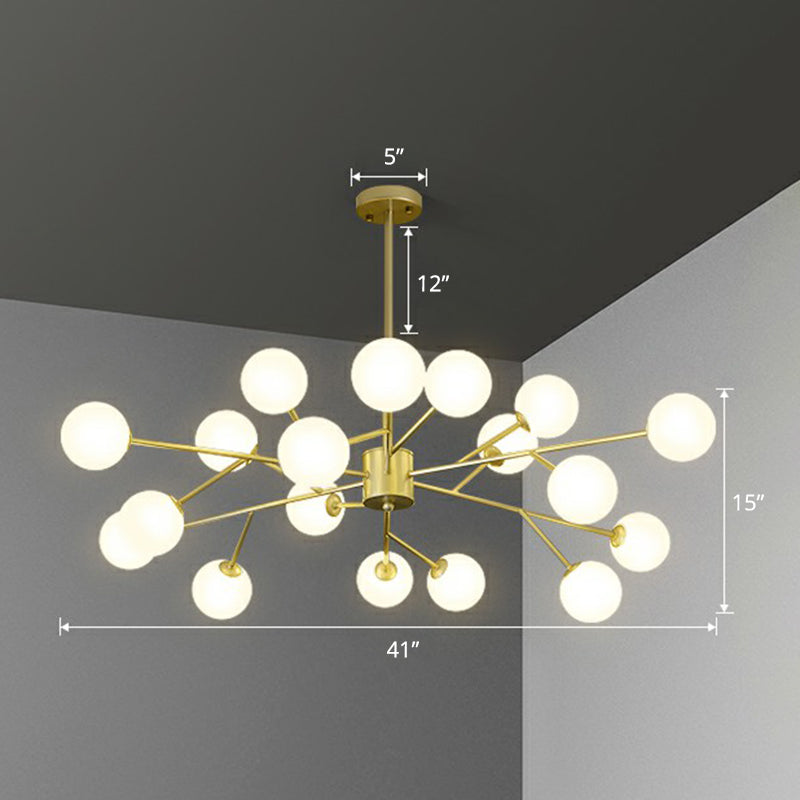 Nordic Style Chandelier Lighting Branch Pendant Light Fixture with Ball Opal Glass Shade 18 Gold Clearhalo 'Ceiling Lights' 'Chandeliers' 'Modern Chandeliers' 'Modern' Lighting' 2354256