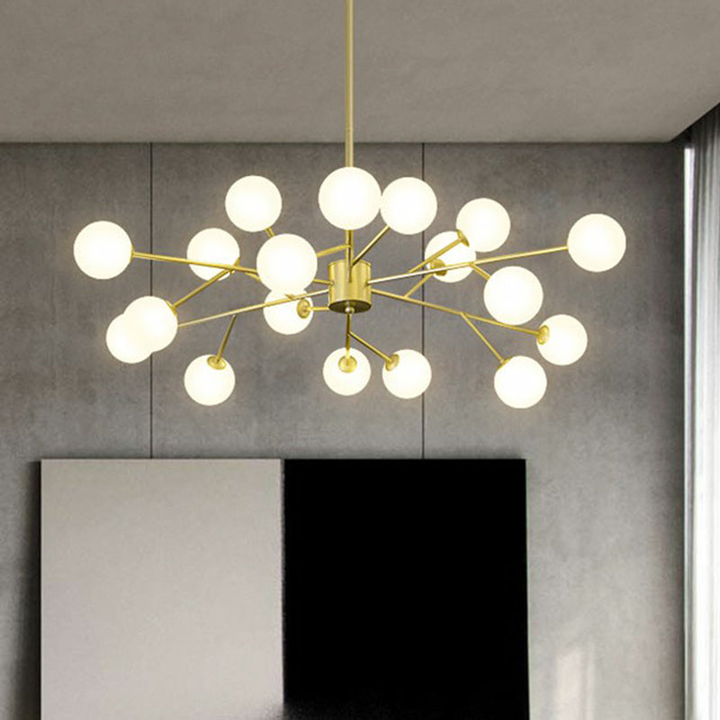 Nordic Style Chandelier Lighting Branch Pendant Light Fixture with Ball Opal Glass Shade Clearhalo 'Ceiling Lights' 'Chandeliers' 'Modern Chandeliers' 'Modern' Lighting' 2354257