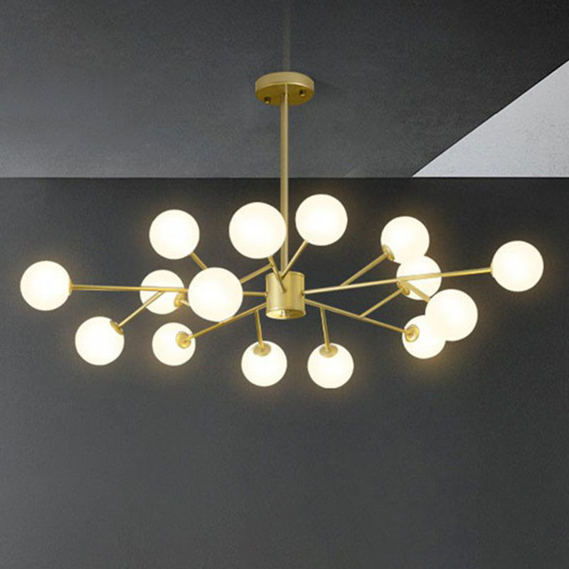 Nordic Style Chandelier Lighting Branch Pendant Light Fixture with Ball Opal Glass Shade Clearhalo 'Ceiling Lights' 'Chandeliers' 'Modern Chandeliers' 'Modern' Lighting' 2354259