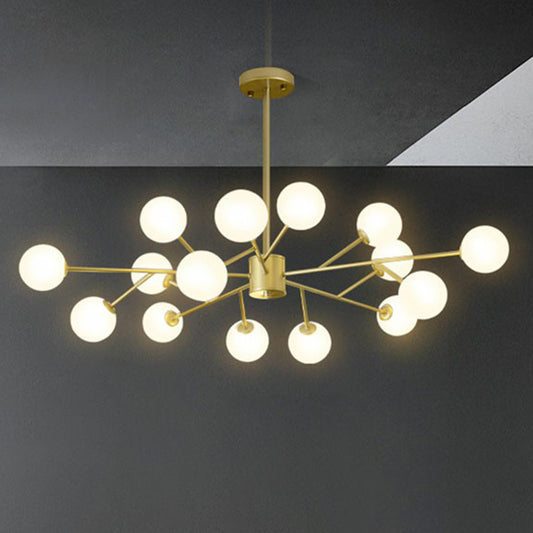 Nordic Style Chandelier Lighting Branch Pendant Light Fixture with Ball Opal Glass Shade Clearhalo 'Ceiling Lights' 'Chandeliers' 'Modern Chandeliers' 'Modern' Lighting' 2354259