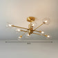 Brass Radial Suspension Lighting Postmodern Ball Glass Chandelier Lamp for Living Room 8 Clear Clearhalo 'Ceiling Lights' 'Close To Ceiling Lights' 'Close to ceiling' 'Semi-flushmount' Lighting' 2354273