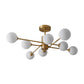 Brass Radial Suspension Lighting Postmodern Ball Glass Chandelier Lamp for Living Room Clearhalo 'Ceiling Lights' 'Close To Ceiling Lights' 'Close to ceiling' 'Semi-flushmount' Lighting' 2354274