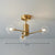 Brass Radial Suspension Lighting Postmodern Ball Glass Chandelier Lamp for Living Room - 3 - Clear - Clearhalo - 'Ceiling Lights' - 'Close To Ceiling Lights' - 'Close to ceiling' - 'Semi-flushmount' - Lighting' - 2354276