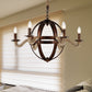 Black/Rust Finish Spherical Chandelier Light Fixture Antique Metal Multi Light Farmhouse Hanging Lamp with Rope/Chain Clearhalo 'Ceiling Lights' 'Chandeliers' 'Industrial Chandeliers' 'Industrial' 'Middle Century Chandeliers' 'Tiffany' Lighting' 235429