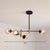 Swivelable Rod Arm Ceiling Chandelier Nordic Metal Living Room Suspension Light with Ball Glass Shade 4 Amber Clearhalo 'Ceiling Lights' 'Chandeliers' 'Clear' 'Industrial' 'Modern Chandeliers' 'Modern' 'Tiffany' 'Traditional Chandeliers' Lighting' 2354317