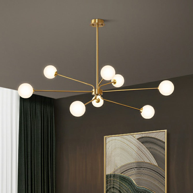 Blown Glass Sputnik Chandelier Lighting Minimalistic Brass Finish Suspension Light for Living Room Clearhalo 'Ceiling Lights' 'Chandeliers' 'Modern Chandeliers' 'Modern' Lighting' 2354319