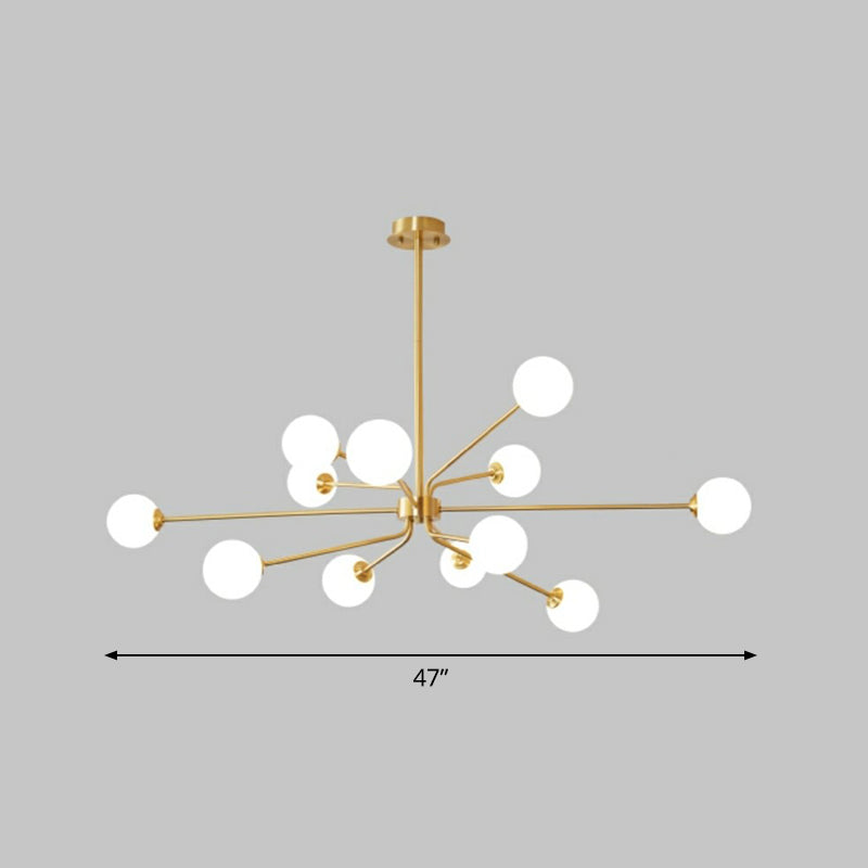 Blown Glass Sputnik Chandelier Lighting Minimalistic Brass Finish Suspension Light for Living Room 12 Brass Clearhalo 'Ceiling Lights' 'Chandeliers' 'Modern Chandeliers' 'Modern' Lighting' 2354320