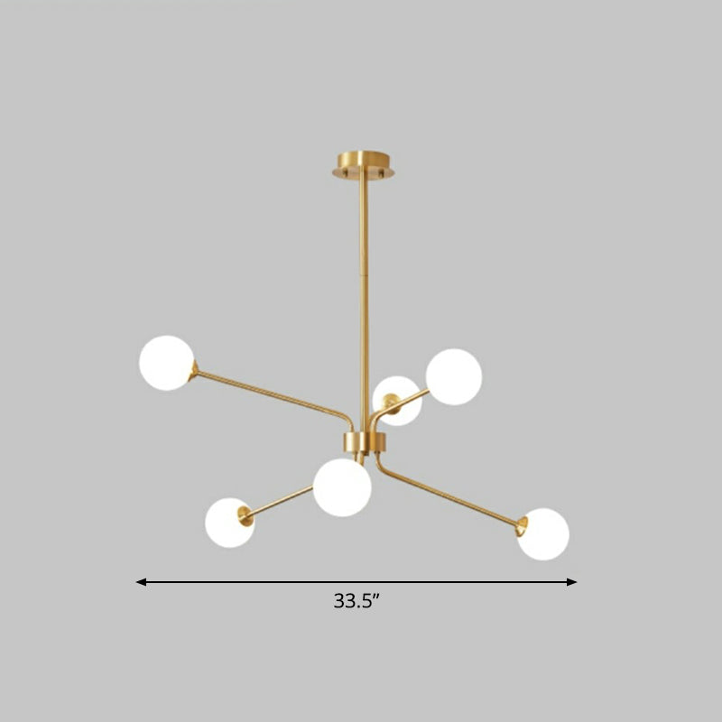 Blown Glass Sputnik Chandelier Lighting Minimalistic Brass Finish Suspension Light for Living Room 6 Brass Clearhalo 'Ceiling Lights' 'Chandeliers' 'Modern Chandeliers' 'Modern' Lighting' 2354321