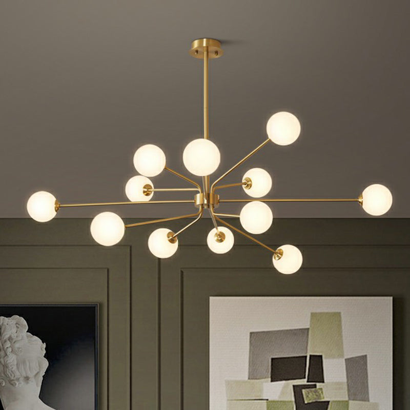 Blown Glass Sputnik Chandelier Lighting Minimalistic Brass Finish Suspension Light for Living Room Clearhalo 'Ceiling Lights' 'Chandeliers' 'Modern Chandeliers' 'Modern' Lighting' 2354324