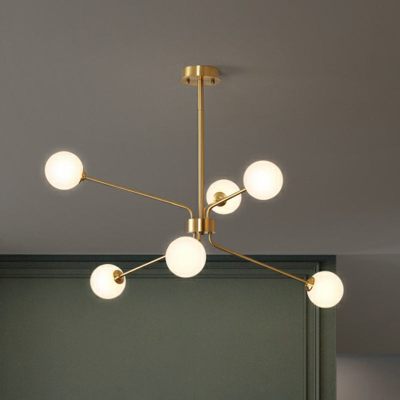 Blown Glass Sputnik Chandelier Lighting Minimalistic Brass Finish Suspension Light for Living Room Clearhalo 'Ceiling Lights' 'Chandeliers' 'Modern Chandeliers' 'Modern' Lighting' 2354325