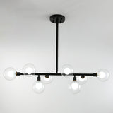 Glass Mini Globe Hanging Light Nordic 8 Lights Black Island Lighting Fixture for Restaurant Clear Clearhalo 'Ceiling Lights' 'Island Lights' Lighting' 2354354