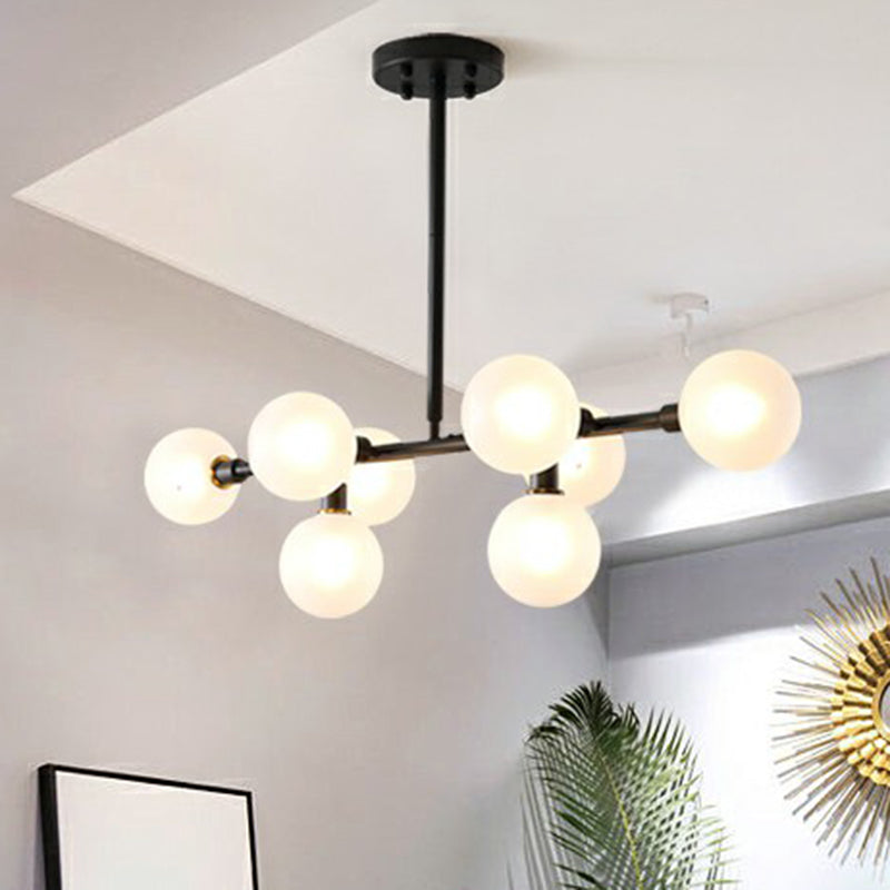 Glass Mini Globe Hanging Light Nordic 8 Lights Black Island Lighting Fixture for Restaurant Clearhalo 'Ceiling Lights' 'Island Lights' Lighting' 2354356