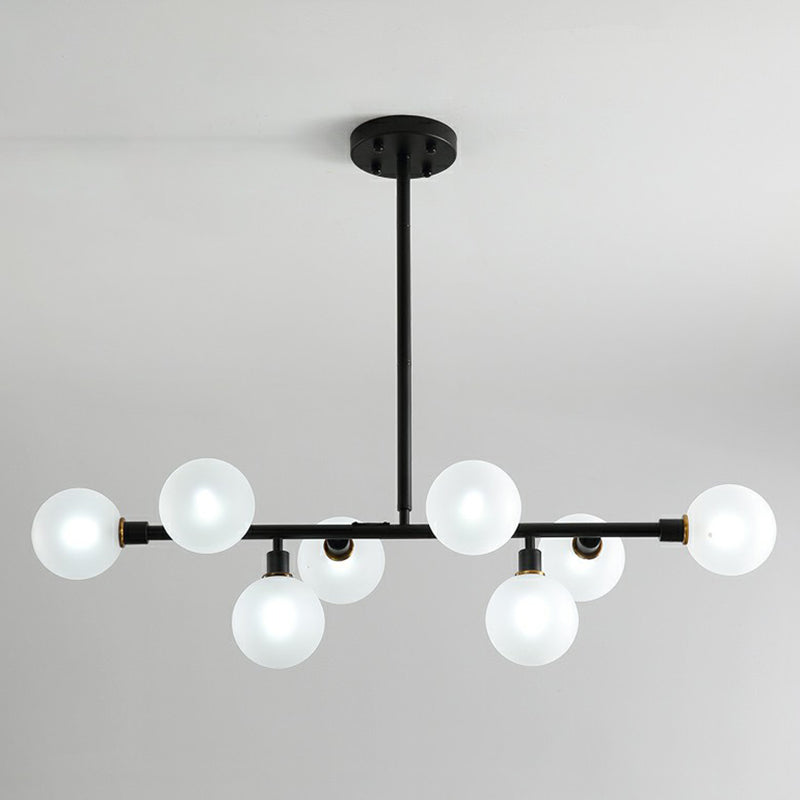 Glass Mini Globe Hanging Light Nordic 8 Lights Black Island Lighting Fixture for Restaurant White Clearhalo 'Ceiling Lights' 'Island Lights' Lighting' 2354357