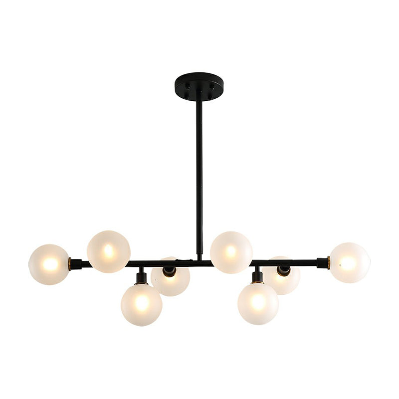 Glass Mini Globe Hanging Light Nordic 8 Lights Black Island Lighting Fixture for Restaurant Clearhalo 'Ceiling Lights' 'Island Lights' Lighting' 2354360